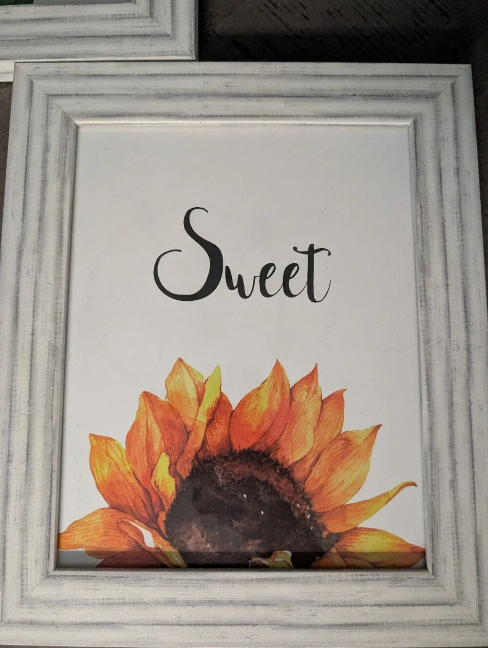 Sunflower Wall Art Set - Rustic White Frame (Hello / Sweet / Cheeks) 8x10 *Set 3